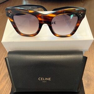Celine Tortoise Shell Frame Sunglasses with Brown Gradient Lenses